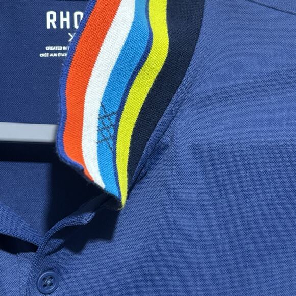 RHONE Polo Shirt Men’s Large Blue Stretch Short Sleeve RN#141364 Preppycore - Picture 9 of 12